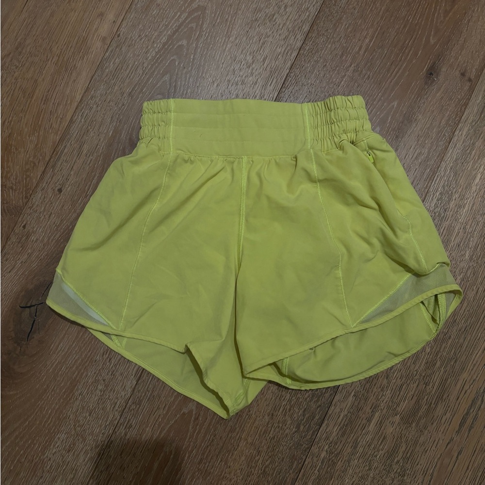 Yellow Lululemon hottie hot shorts, size 2
